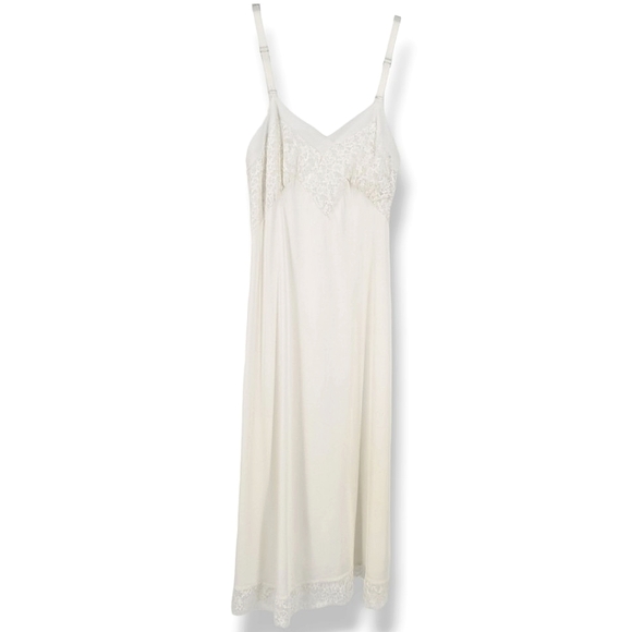 VINTAGE 1960s JOAN BROWNE Montgomery Ward Slip Dress Snow White Ivory - Picture 2 of 16